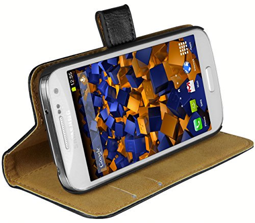 mumbi Echt Leder Bookstyle Case kompatibel mit Samsung Galaxy S4 mini Hülle Leder Tasche Case Wallet, schwarz