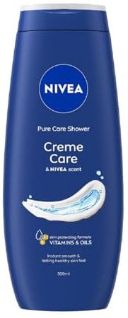 NIVEA Crème Care Shower Cream (500ml, Pack of 6) Caring Shower Body Cream Enriched with Almond Oil, Moisturising Shower Gel Body Wash with Vitamin C, E