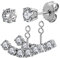Elensan Ohrstecker und Ohrmanschette, 925er Sterlingsilber, 2-in-1, runder Zirkonia, Ohrstecker und Ohrmanschette im Set