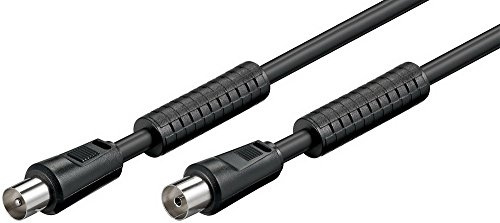 Goobay 27475 Antennenkabel mit Ferrite (80 dB), 2x Geschirmt, Koax-Stecker > Koax-Buchse (Vollständig Geschirmt)