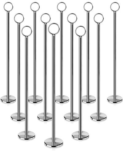 New Star Foodservice 23275 delad ring stil placeringskort/bordshållare, 38 cm, silver, set med 12