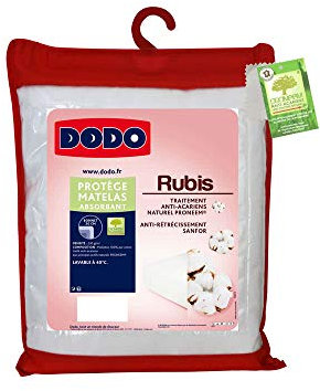 DODO - Protège-Matelas Absorbant Anti-Acariens 160x200 cm - pour Lit 2 Personnes - Forme Drap Housse - Double Face en 100% Coton Molleton - Lavable en Machine à 40°C
