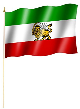 Stockflagge/Stockfahne PERSIEN (IRAN alt) mit Wappen Flagge/Fahne ca. 30 x 45 cm mit ca. 60cm Stab/Stock