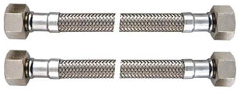 304 Edelstahl Panzerschlauch, Flexschlauch, 3/8ÜM X3/8ÜM, Länge 500mm, DN8, für Trinkwasser mit DVGW Zulassung, 2-er Set (500mm)