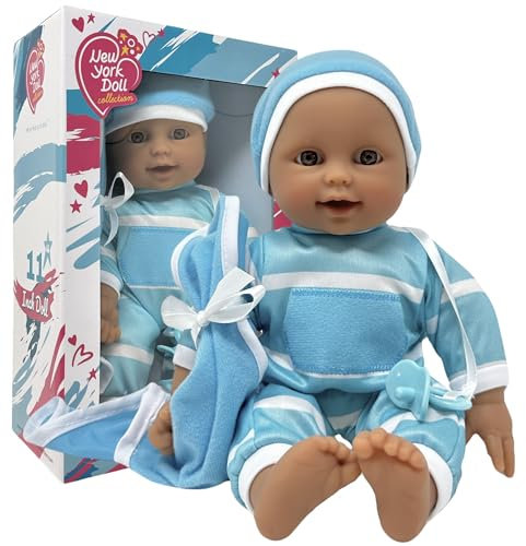 The New York Doll Collection Hispanic weich Körper Puppe im eschenkkarton - 11 Zoll /28cm Baby Puppe (Bonus Schnuller inklusive)