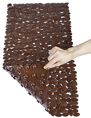 Alfombrillas de baño antideslizantes antideslizantes de vinilo Pebble para bañera de ducha, 88x40 CM, marrón