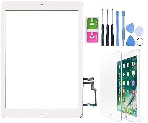 Repuesto Digitalizador de Pantalla Táctil Compatible para iPad Air 9.7 Plg. A1474 A1475 2013 Adhesivo + Herramientas Blanco
