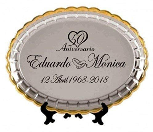 Regalo para Bodas de Oro Bandeja grabada para 50 Aniversario Regalos Personalizados con Estuche BANDEJAS Personalizadas