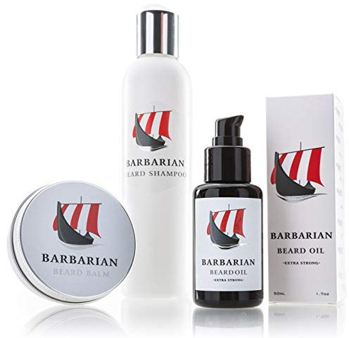 Mr. Burton´s Barbarian Bartpflege Set - 3 Teilig - inklusive Bartöl + Beardbalm + Bartpflege Shampoo