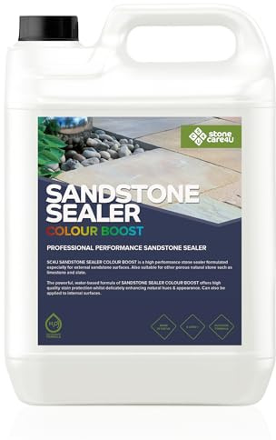 StoneCare4U - Sandstone Sealer Colour Boost - 5L - Colour Enhancement Exterior Natural Stone Sealant for Sandstone, Limestone, Slate & More. Outdoor Clear Sealant for Patio, Drive & Paths