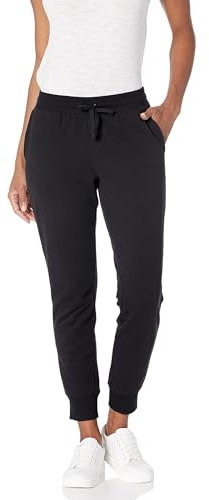 Amazon Essentials Pantaloni da Jogging in Pile con Risvolto (Disponibili in Taglie Forti) Donna, Nero, XL