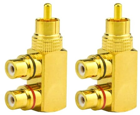 WGCD 2 pz RCA maschio a 2 RCA femmina ad angolo retto RCA splitter connettore adattatore