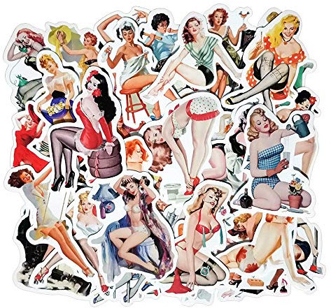 Sexy Lady Pin Up Ragazza Adesivi, Laptop Skateboard Moto Car Bagaglio Trolley Caso Decorazione Decalcomanie Impermeabili Decals Prove Del Sole 50 Pcs No-Duplicate Stickers Pack