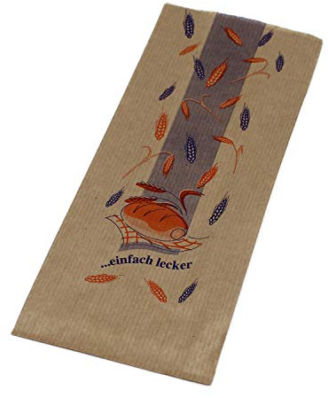 BAMI 1000 Stück Faltenbeutel Bäckerfaltenbeutel Brötchentüte Bäckertüte - 12+5x23cm - Braun Einfach Lecker #418