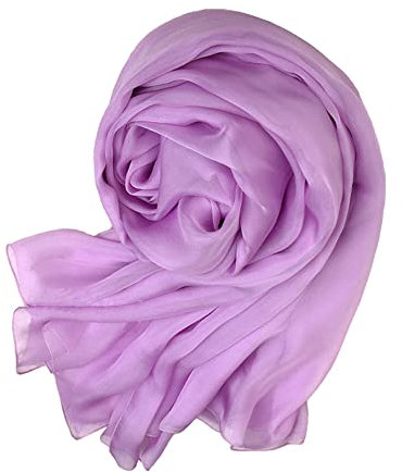 Forever Angel Luxus Damen Georgette Seidentuch 100% Seiden-schals Stola Halstücherr Blass Lila Maße 78.7X25.6 / 200cmX65cm