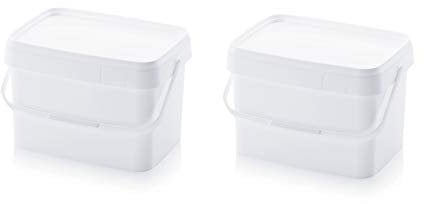 2X Eimer 20l rechteckig * 20 Liter * lebensmittelecht stapelbar Kunststoffeimer 20Liter weiß Farbe Futter Gastro Catering