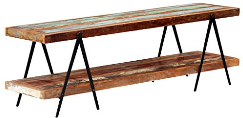 vidaXL Mueble TV Estante Madera Maciza Reciclada Estilo Industrial Diseño Moderno Vintage Retro Módulo Televisión Mesa Baja Televisor Aparador Comedor