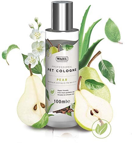 Wahl Dog Perfume Spray, Pets Cologne, Grooming Pets At Home, Free of Sulphates, Parabens, Alcohol, Vegan Friendly, Deodorise and Rejuvenate Animal Skin and Coat, Pear Scent 100 ml