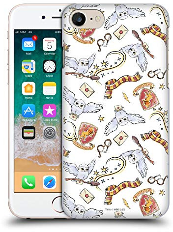 Head Case Designs Officially Licensed Harry Potter Hedwig Owl Pattern Deathly Hallows XIII Hard Back Case Compatible With Apple iPhone 7/8 / SE 2020 & 2022