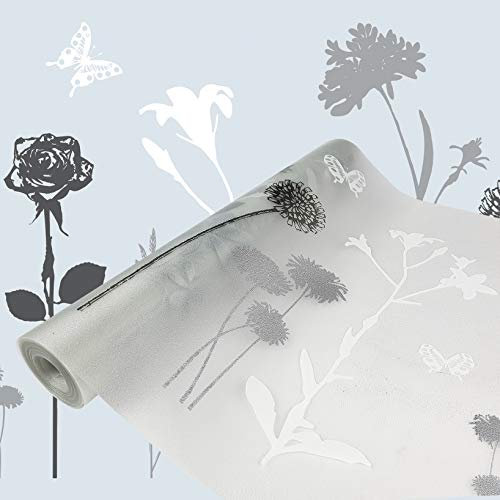 Fensterfolie selbsthaftend 45x100 cm | Statische Sichtschutzfolie ohne Kleber aus PVC | Selbsthaftende Glasfolie für Lichtdurchlass und Privatsphäre | Fensterfolie statisch haftend | Blumen