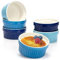 COM-FOUR® 6x Soufflé Förmchen - Creme Brulee Schälchen aus Keramik - Ofenfeste Förmchen - Dessertschale und Pastetenförmchen für z.B. Ragout Fin - je 270 ml - in verschiedenen Blautönen