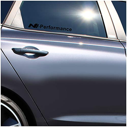 Finest Folia 2er Set Aufkleber Logo N Performance Autoaufkleber Sticker Selbstklebend Waschstraßenfest Dekor Autoscheibe Seitlich Tuning Zubehör K091 (Schwarz Glanz, N Performance Full)