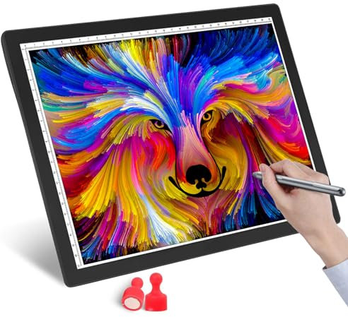 Wiederaufladbar LED A4 Leuchttisch Grafiktablett Light Pad Digitales Tablet Copyboard mit 5 stufiger, dimmbarer Helligkeit zum Nachzeichnen von Zeichnungen (Schwarz)