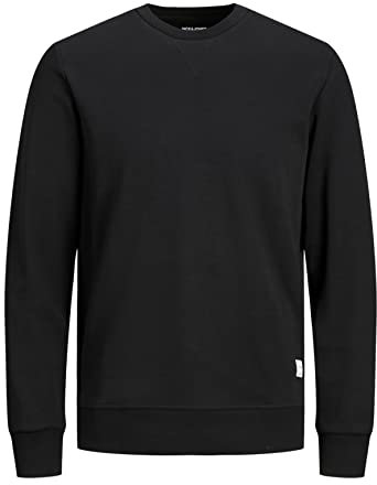 JACK & JONES Herren Basic Sweater | Langarm Sweatshirt Rundhals Pullover | Einfarbiger Jumper JJEBASIC, Farben:Schwarz, Größe Pullover:L