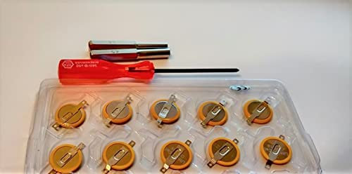 TOPALLI - 10 Gameboy Batterien Cr1616 by kompatibel mit Gameboy Color, Advance Spielkartusche und Tri-Wing Schraubendreher und 3,8 mm und 4,5 mm Ersatzteilen für Gameboy und mehr