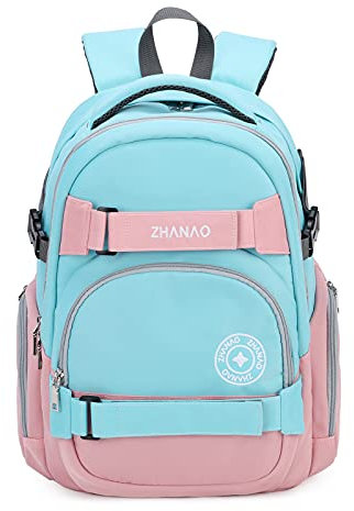 FANDARE Zaino Casual Zaini Scuola Zainetti Ragazza Zaini Scuola Cartella Ragazzo Borsa da scuola Zainetto Borse a Zaino Zainetti Daypacks Scuola All'aperto Viaggio Zaino Rosa Blu