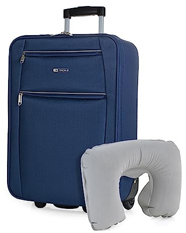 ITACA - Maletas De Viaje Cabina 55X40X20 Material EVA Ligero, Trolley con Ruedas Maleta De Mano para Avion Maleta Cabina Equipaje para Viajes Cortos. Compatible Ryanair, Marino