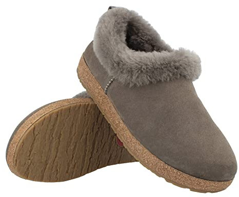 HAFLINGER Lammfellclog Iceland Filzpantoffel Hausschuh Anthrazit, Gr 43