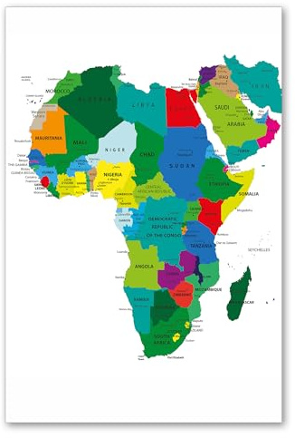 Postereck - 0936 - Politische Karte, Afrika Nah Ost Länder Kontinent - Unterricht Klassenzimmer Schule Wandposter Fotoposter Bilder Wandbild Wandbilder - Leinwand - 40,0 cm x 30,0 cm