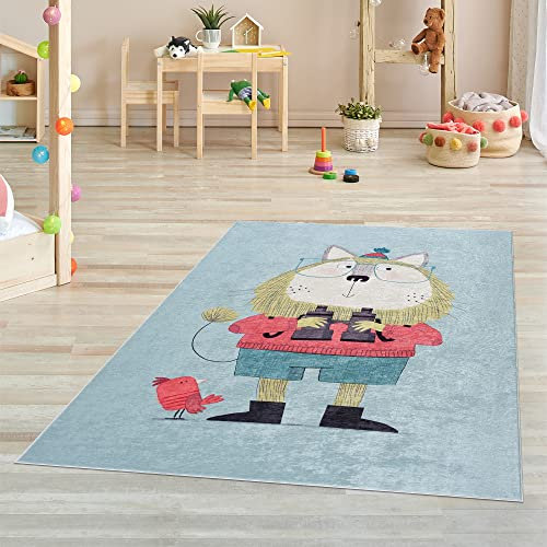 Pasha Home Kinderteppich 160x230 cm Cute Mouse/Kinder Spielteppiche aus Polyester- & Flanellfasern/Teppiche fürs Kinderzimmer antirutsch & schmutzabweisend/waschbarer Spiele Teppich