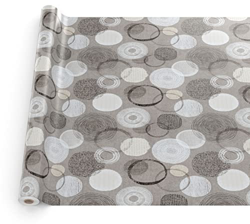 Wachstuchtischdecke Wachstuch Tischdecke abwaschbar Wachstischdecke Plastik-Tischdecken Glatt 500x140cm Schnittkante Kreise Grau Ornamente