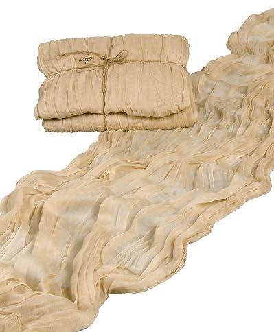 Halbach Seidenbänder Tischläufer, Breite: 70 cm Länge: 300 cm, waschbarer Tischläufer für Hochzeiten, Geburtstage oder als Tischdeko, schmale Tischdecke in Baumwoll-Optik, Farbe: Sand