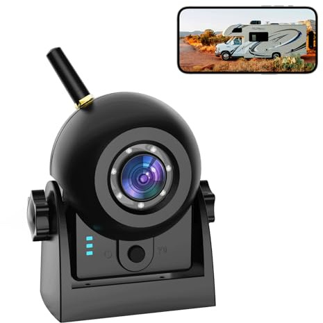MHCABSR 720P WiFi Bakcup Kabellose Magnetische Rückfahrkamera mit wiederaufladbarem Akku für Schwanenhals-Anhängerkupplung Pferd/Fünfte Räder Camper/Wohnmobil/Anhänger/LKW/Minivan, IP68 Wasserdicht