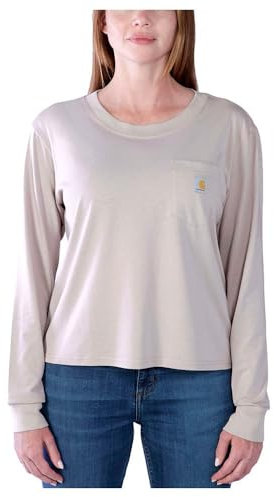 Carhartt Relaxed Fit Leichtes Langarm-T-Shirt mit Tasche für Damen Lila M