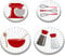 Walarky Kitchen Utensil Pattern Round Metal Hob Covers 4-Piece Stove Plate Cooker Hob Covers for Cookers Top Burner Protector Kitchen Cookware Accessories Modern Cooktop Kitchen Decor
