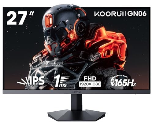 KOORUI - 27 FHD Gaming Monitor - 165Hz, 1ms, IPS, DCI-P3 90%, Adaptive Sync, (1920 x 1080, HDMI, DisplayPort) - Black