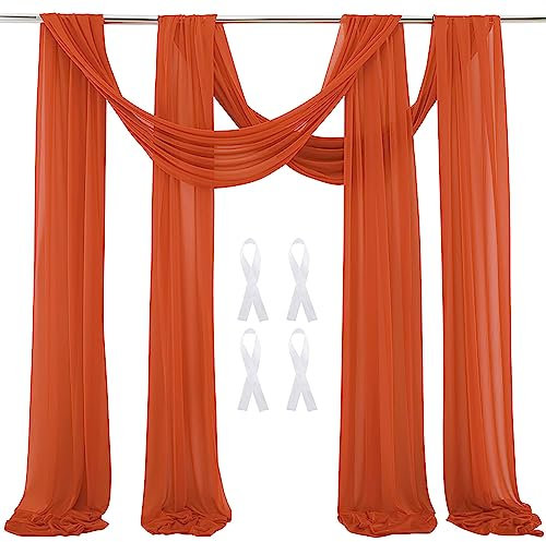 auons Hochzeit Bogen Sheer Vorhänge Hintergrund, 600x75cm Voile Vorhang Chiffon Drapierung, Tüllstoff Vorhänge Arbor Draperie für Hochzeitszeremonie Empfang Party Deckendekor, Karamell, 2 Panels