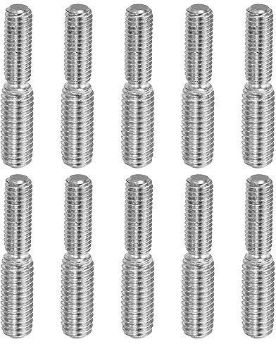 PATIKIL M5x0,8 a M6x1.0 Doppia Estremità Filettata Perno Vite Bullone, 10pz 304 Inossidabile Acciaio Asta Bulloni Filettatura Riduttore Adattatore per Mobili Ferramenta, 30mm Lungo