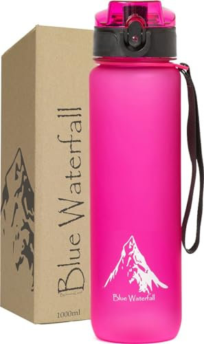 Innovaland Bouteille d'eau motivation rose fuchsia - Gourde de 1 litre - Bouteille d'eau avec marquage du temps - Sans BPA - Bouteille de motivation - Adulte - Enfant