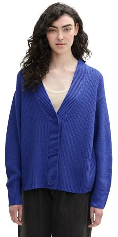 TOM TAILOR Denim Damen 1043311 Basic Strickjacke mit Knöpfen, 26529-Anemone Blue, XXL