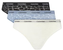 Calvin Klein Damen 3er Pack Brazilian Slips Low-Rise Unterwäsche, Mehrfarbig (Black/Ivory/Troposphere), M