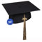 KEPI - Abschluss Hut, Doktorhut, Europäischer Hersteller, Graduation Hut im Universalgröße, Verstellbereich 54-61 cm, Quaste mit Datumsanhänger 2025, Abschlusshüte in 18 Farben - Schwarz und Gold