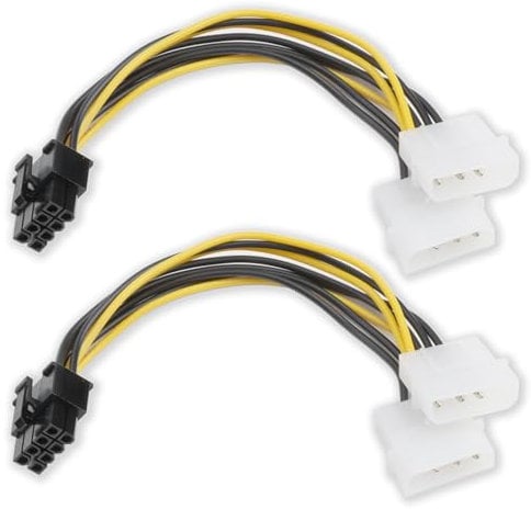 Gments Molex to Pcie 8 Pin Power Cable Molex to 8 Pin GPU Lead Graphics Card Power Wire Adapter Dual 4Pin Male 8Pin Female Graphics Card Supply Cord, 20cm Length