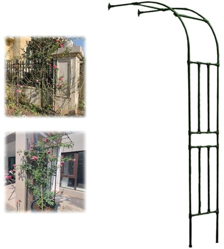 Halbseitenbogen Romantisches Rosenbogen Wetterfest Gartenbogen für Außen Hinterhof Rasen Terrasse Kletterpflanzen Hochzeitsbogen aus Metall(Grün,250x267x55cm)