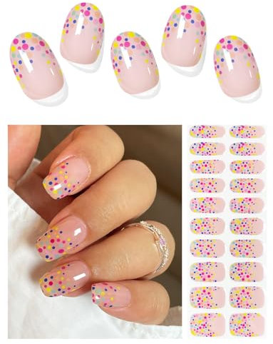 AutyaMee Semi Cured Gel Nail Strips (Cute Bubbles), 20 Pcs Gel Nail Wraps, Stickers, UV Light Required, Salon Quality, Long Lasting