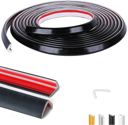Garniture Murale Autocollante,Moulure porte,En forme L Baguette de finition PVC,Pour Armoire/Cadre de Miroir/Plafond/Armoire/Bord Mural/DéCoration De La Maison.(3M Noir)